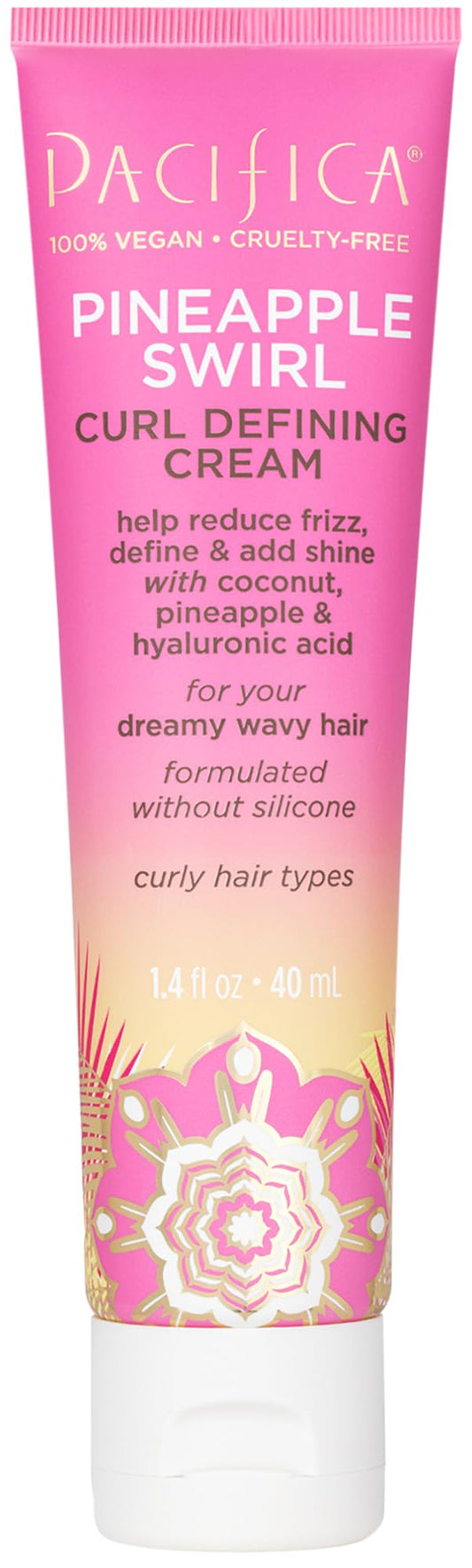 Pacifica Beauty Curl Cream for Curly Hair - Pineapple Swirl Curl Defining Cream - Hair Styling Product for Curly, Wavy, Coily & Curly Hair 1.4 FZ