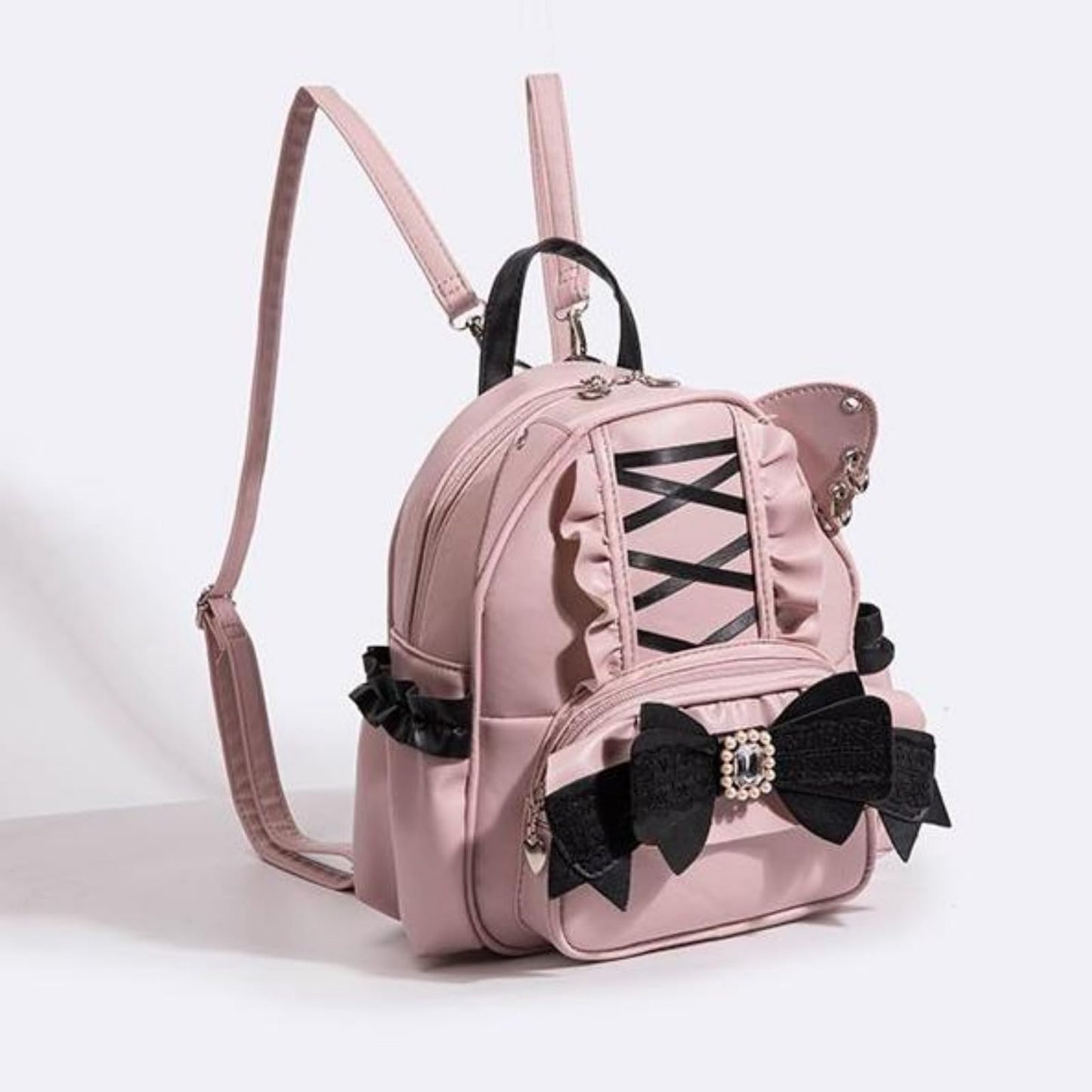 Pokn Jirai Kei Kawaii Bag Gothic Cute Bag Mini Leather Backpack Fashion Small Daypacks Purse for Women Cutecore (Pink)