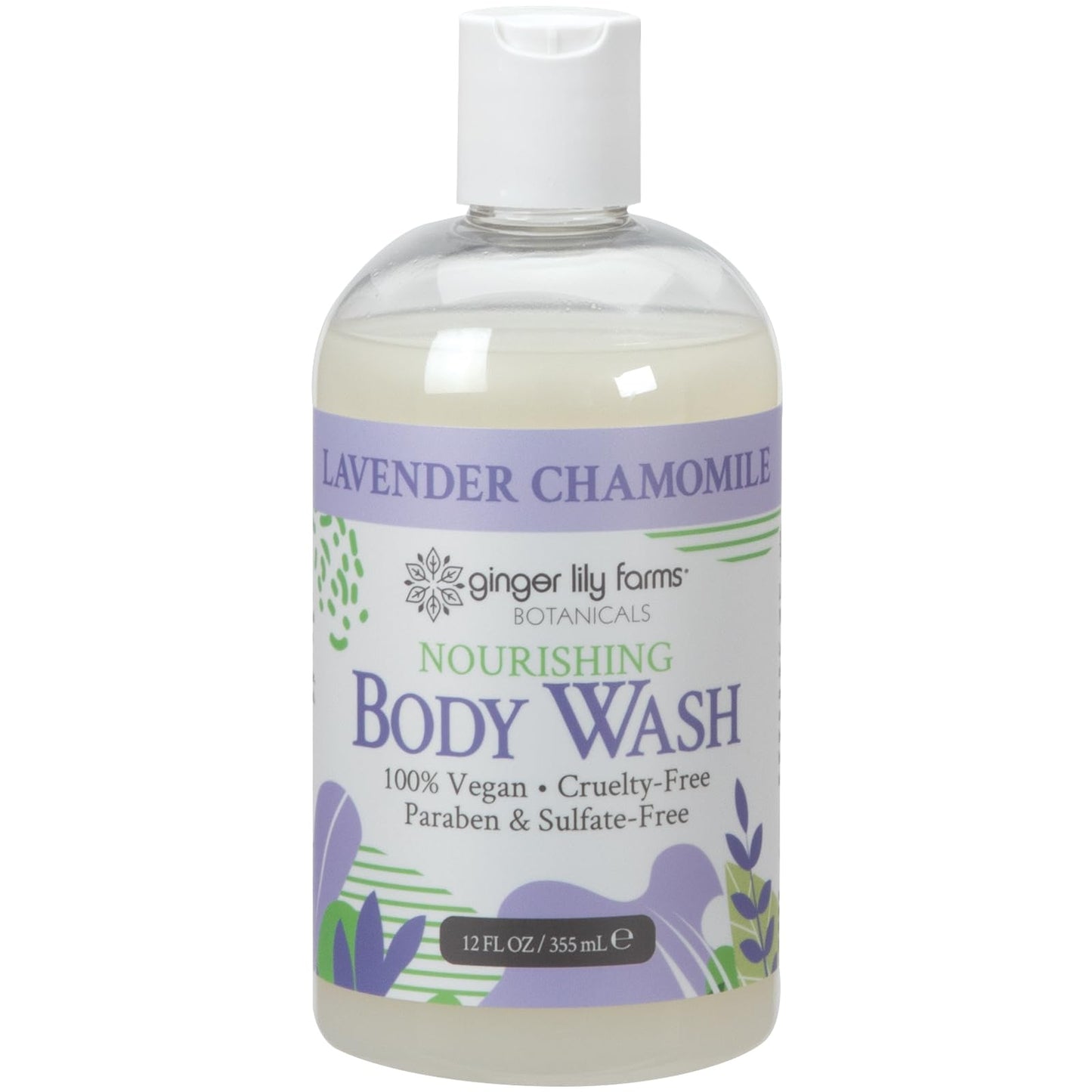 Ginger Lily Farms Botanicals Nourishing Body Wash, 100% Vegan & Cruelty-Free, Lavender Chamomile Scent, 12 Fl Oz (Pack of 6)