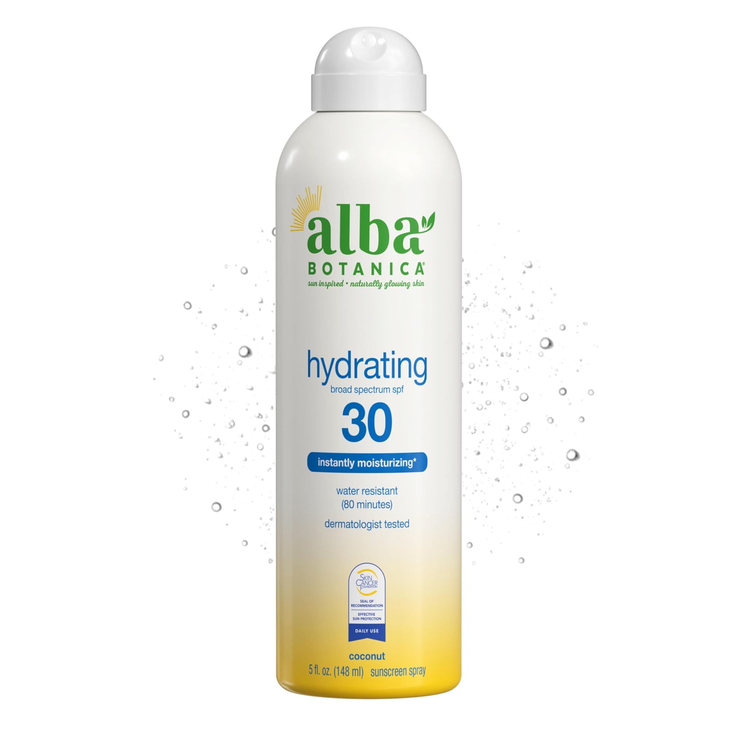 Alba Botanica Hydrating Sunscreen Spray, SPF 30 Broad Spectrum Protection, Instantly Moisturizing, Water Resistant (80 minutes), Hypoallergenic
