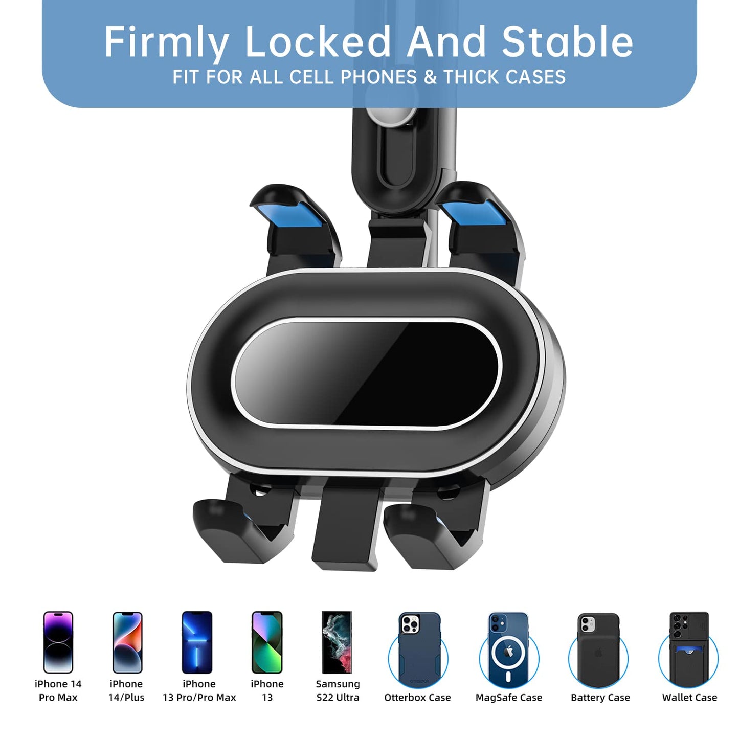 WUITIN Rearview Mirror Phone Holder for Car,360°Rotatable and Retractable Multifunctional Rear View Mirror Phone Holder,Four Corners Fixed Anti-Shake…