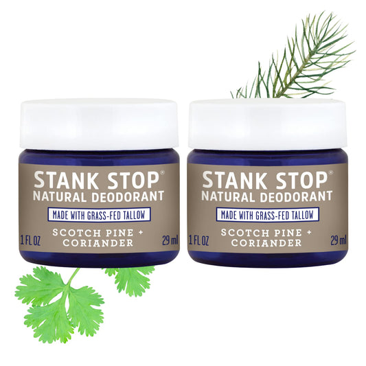 FATCO Stank Stop All Natural Deodorant Cream in a Jar with Tallow and Organic Coconut Oil - Scotch Pine + Coriander 2-Pack (1 oz) Beauty and Personal Care FATCO