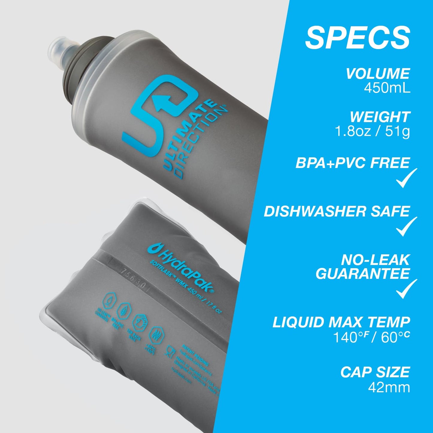 Ultimate Direction Insulated Body Bottle 450 mL | Collapsible Soft Side Water Bottle with High Flow Valve