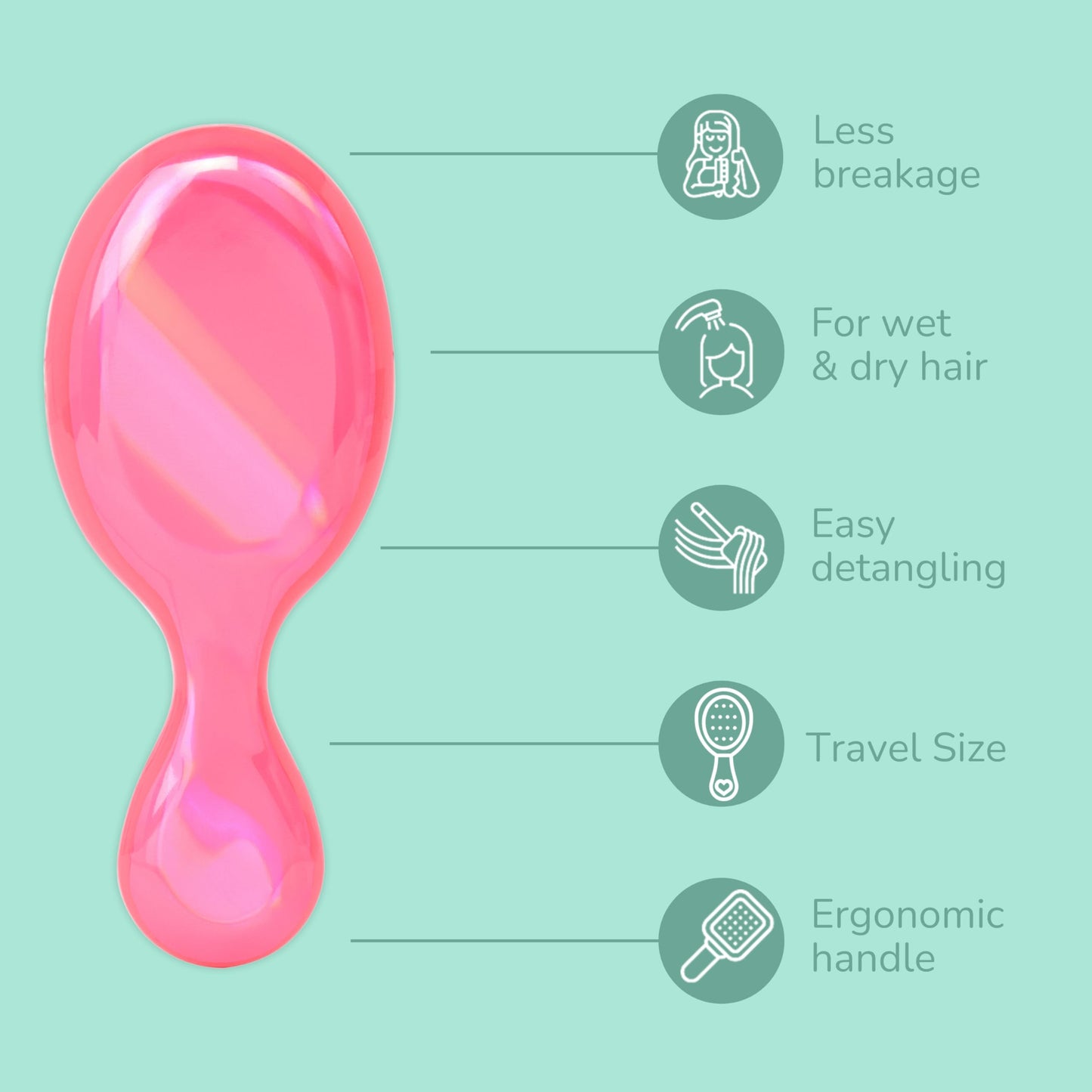 Wet Brush Mini Detangler Hair Brush for Gentle Knot Removal, Compact Travel Size, Soft Bristles for Pain-Free Detangling, Less Breakage, Works on All Beauty and Personal Care Wet Brush