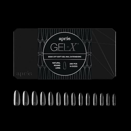 Apres Gel-X® Round Box of Nail Tips | 280 Gel-X Tips,14 Sizes 00-9 | Half-sizes Included (Natural Round Long, 280 Count) Beauty & Personal Care APRÉS