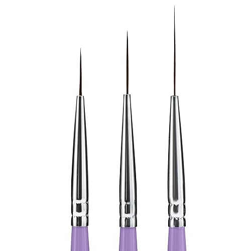 Beaute Galleria 3 Pieces Nail Art Long Striper Brush Set (12mm, 16mm, 22mm) for Thin Long Fine Line, Detailer, Striping, Color Block, One Stroke