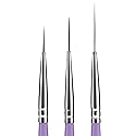 Beaute Galleria 3 Pieces Nail Art Long Striper Brush Set (12mm, 16mm, 22mm) for Thin Long Fine Line, Detailer, Striping, Color Block, One Stroke