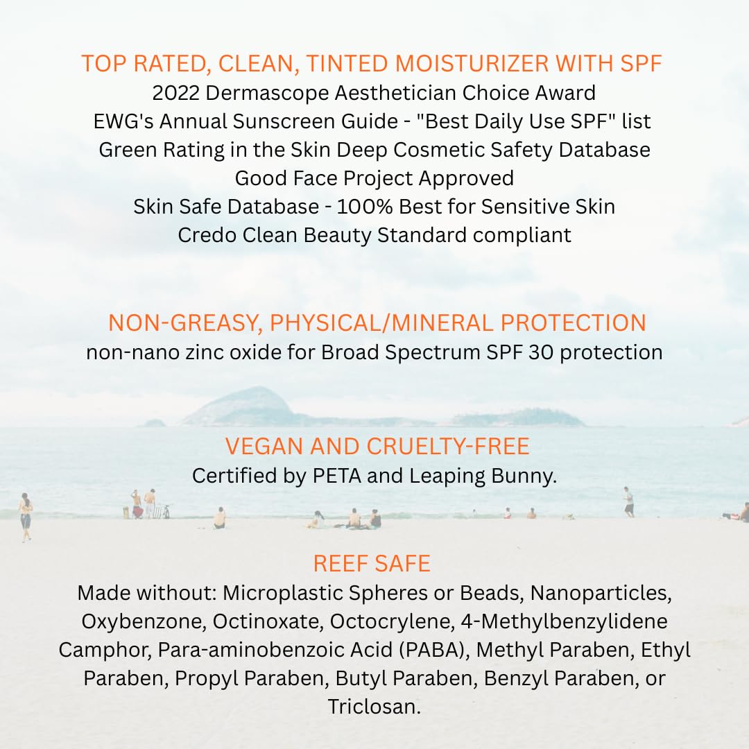 Suntegrity Tinted 5 in 1 Mineral Sunscreen for Face (SPF 30-2 oz) - Medium | BB Cream Moisturizer with Physical UVA/UVB Broad Spectrum Protection |