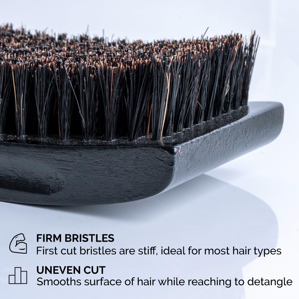ZEUS Premium Hair Brush, Men's Grooming Beard & Hair Brush, Beech Wood & 100% Boar Bristle (Palm Brush)