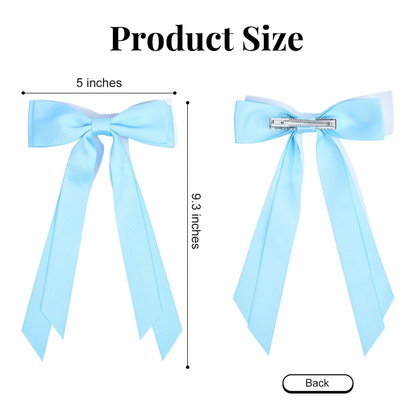2PCS Silky Satin Hair Bows Hair Clip Blue Hair Ribbon Ponytail Holder Accessories Slides Metal Clips Hair Bow for Women Girls Toddlers Teens Kids Beauty and Personal Care Aileam