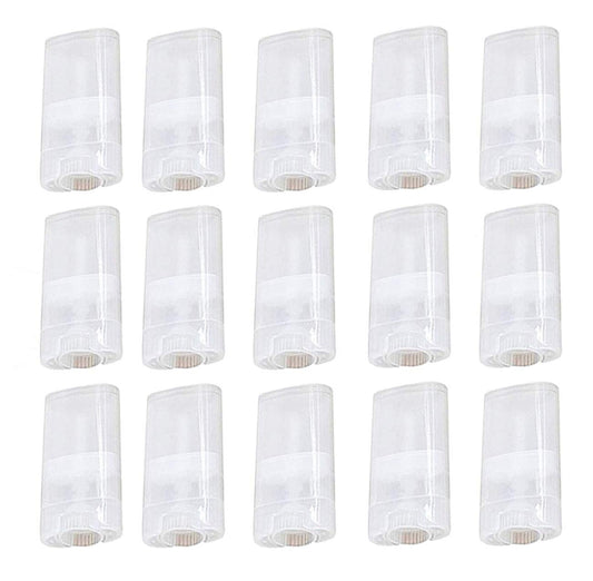 20 Pcs 15ML Clear Empty Plastic Oval Deodorant Containers Lipstick Lip Balm Tubes 0.5 Oz Oval Twist-Up Refillable Tubes BPA Free for DIY Lip Balm