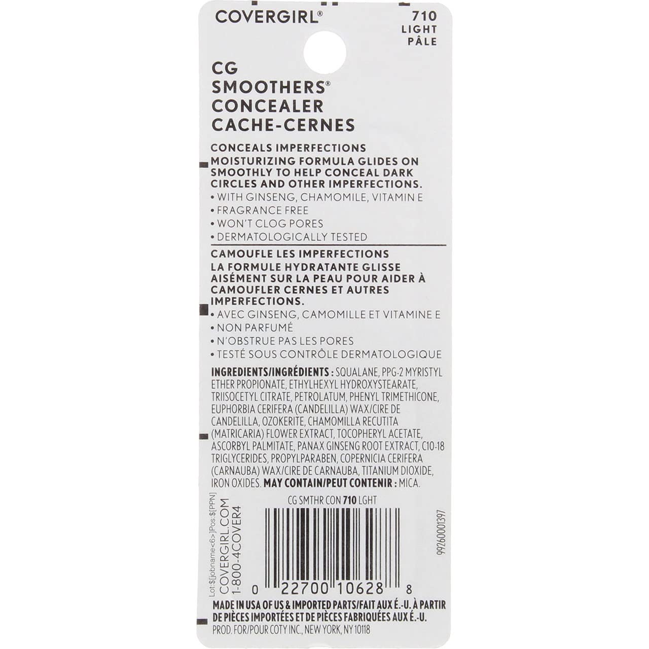 CoverGirl Smoothers Concealer, Light [710], 0.14 oz (Pack of 4)