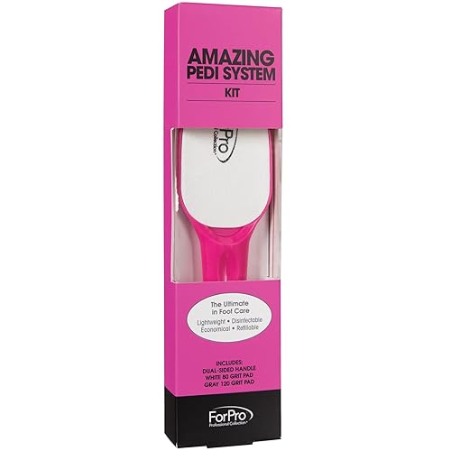 ForPro Professional Collection Amazing Pedi System Kit, Pink, 80/120 Grit, Double-Sided Professional Quality Pedicure File for Heels, Includes Six