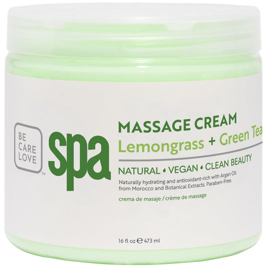 BCL SPA Massage Cream organic Lemongrass + Green Tea body lotion with shea butter, aloe vera, peppermint, argan and jojoba oils body cream to soothe