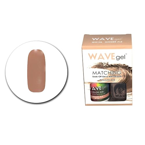 WAVEGEL Soak-0ff Gel & Nail Lacquer Matching Duo Set - Ginger Ale - W136-136 I 0.5 Oz Beauty & Personal Care WAVE gel