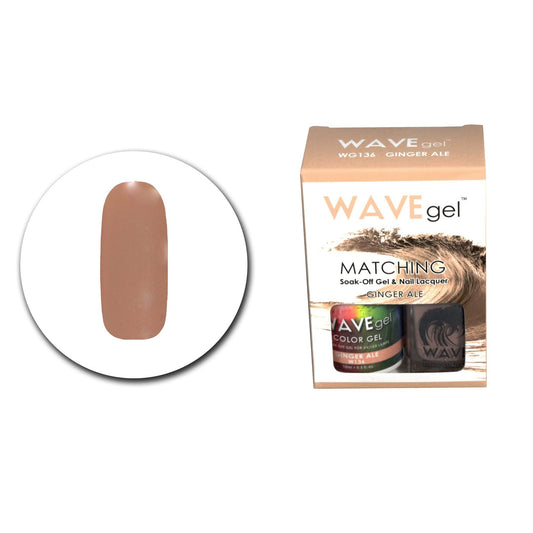WAVEGEL Soak-0ff Gel & Nail Lacquer Matching Duo Set - Ginger Ale - W136-136 I 0.5 Oz Beauty & Personal Care WAVE gel