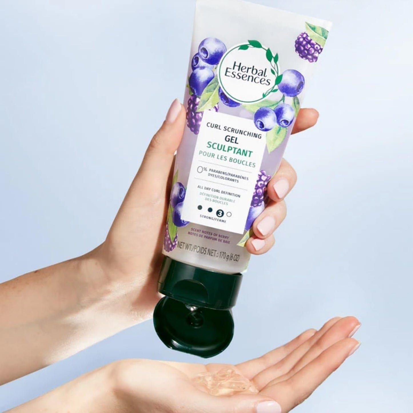 Herbal Essences Curl Scrunching Hair Gel, Curly Hair Gel, All Day Curl Definition, Hold Level 3, Berry Scent, 6 OZ