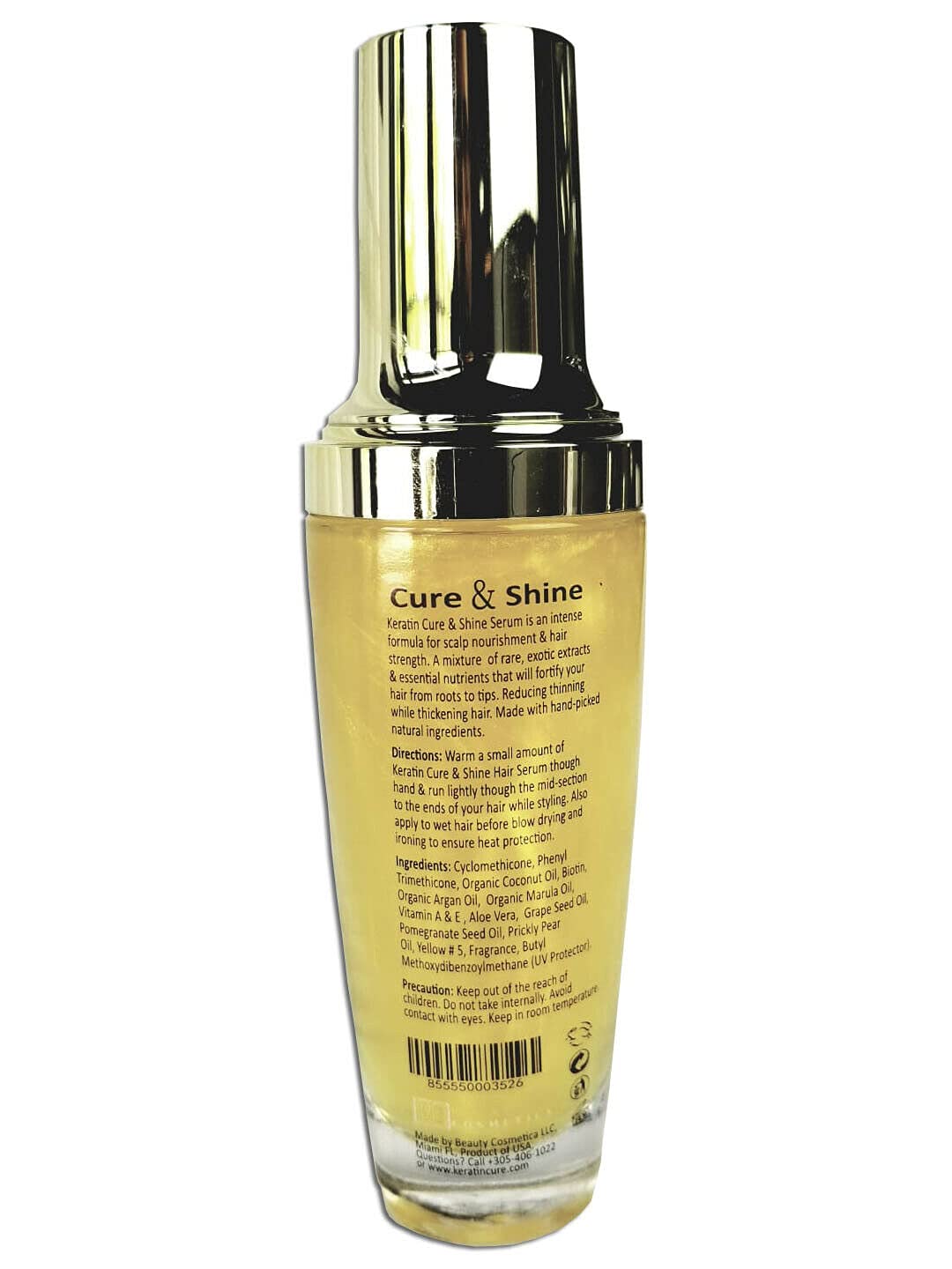 Keratin Cure Hair Serum - Anti-Frizz, Shine & Heat Protectant with Argan, Marula & Coconut Oil | Lightweight Leave-In Treatment for Straight, Wavy