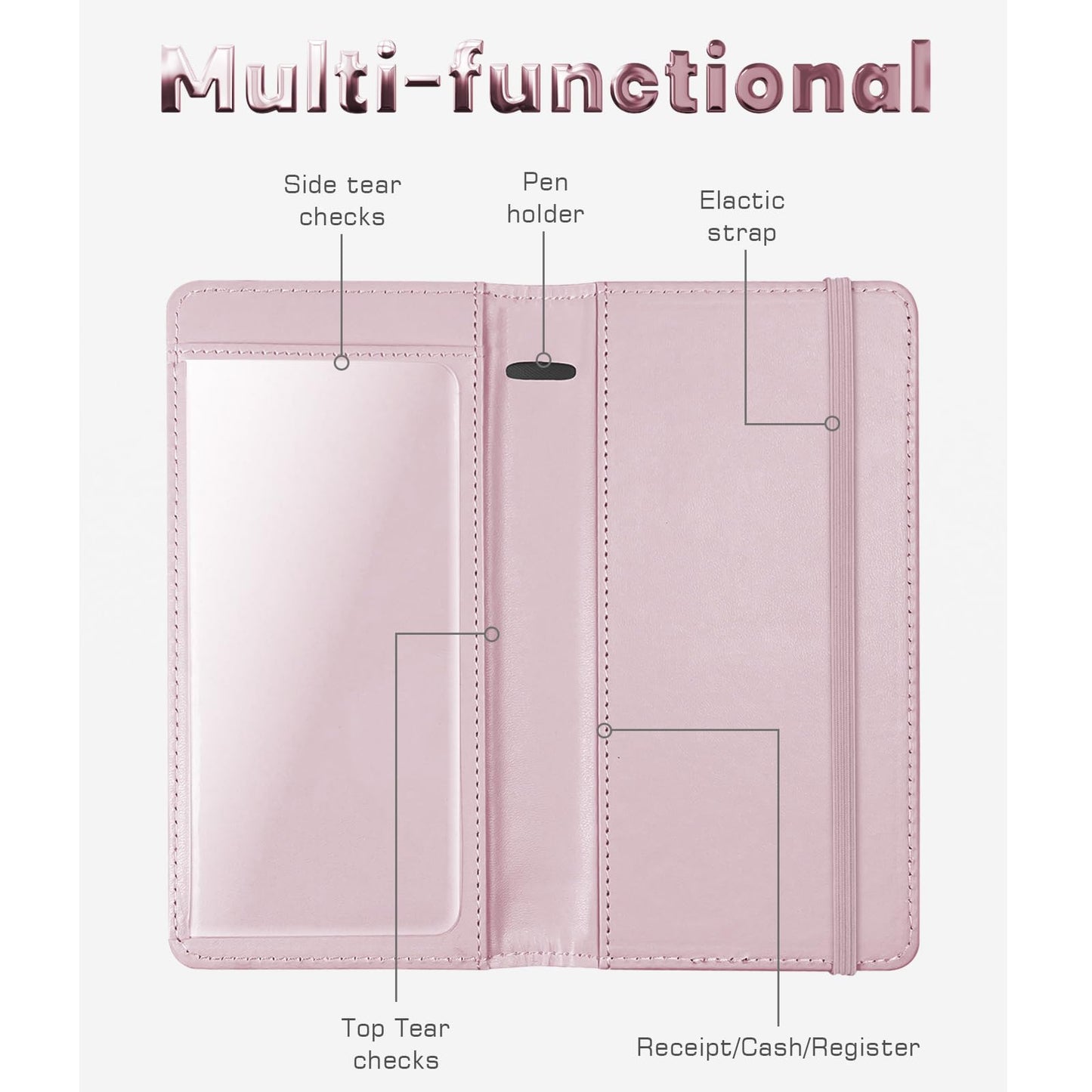 Kakurookie Letter Checkbook Cover, Rfid Blocking Duplicate Checks With Pen Holder, Cards Slots, Multi-Functional For Personal And Business (J)