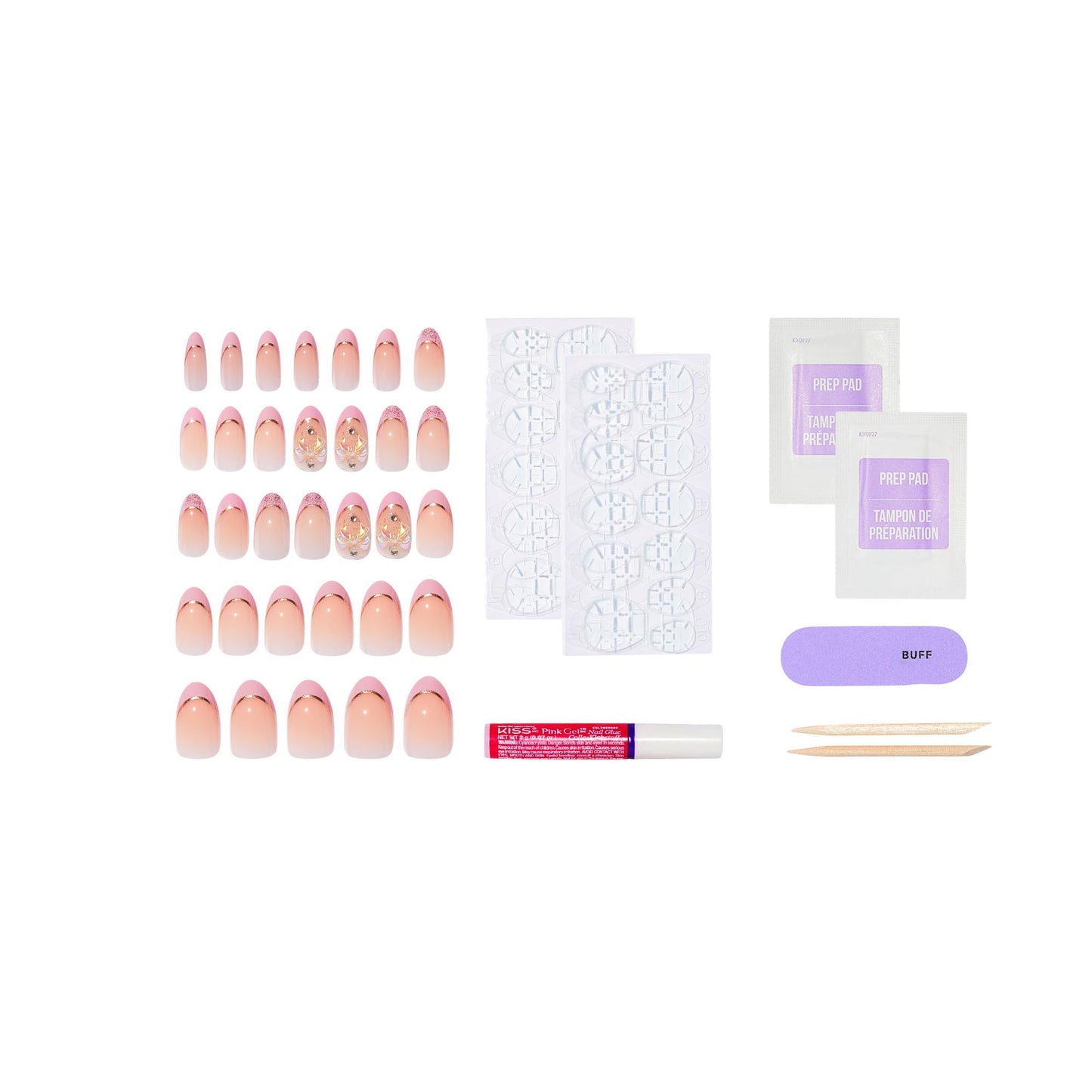 Kiss Icon, Press On Nails, Nail glue included, 'Vibrant', Pink, Medium Size, Almond Shape, Includes 32 Nails, 2g Glue, 2 Manicure Stick, 1 Mini File Beauty & Personal Care KISS