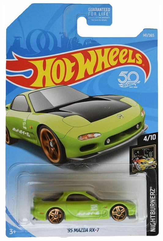 Hot Wheels 95 Mazda RX-7 Green 141/365 50th Anniversary 4/10