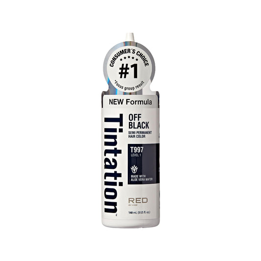 Red by Kiss Tintation Semi-Permanent Hair Color, Aloe Vera Water Based, Argan Oil, Olive Oil, Collagen & Keratin, Long-Lasting Color Dye (Off Black, 5