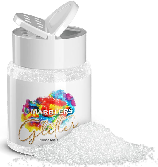 MARBLERS Twinkle Glitter [Glass White] 1.5oz (42g) | Fine | Non-Toxic, Vegan, Cruelty-Free | Face, Body, Eyeshadow, Hair, Festival, Party Makeup |