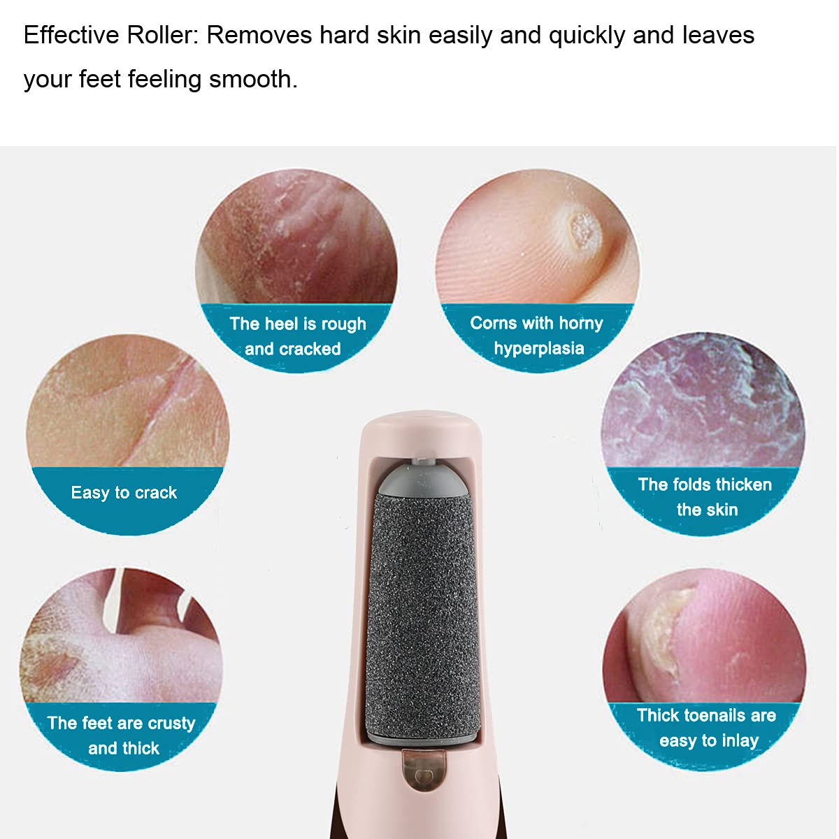 5 Pack Black Coarse Replacement Roller Refills Compatible with Finishing Touch Flawless Pedi Electric Tool File Include a Cleaning Brush