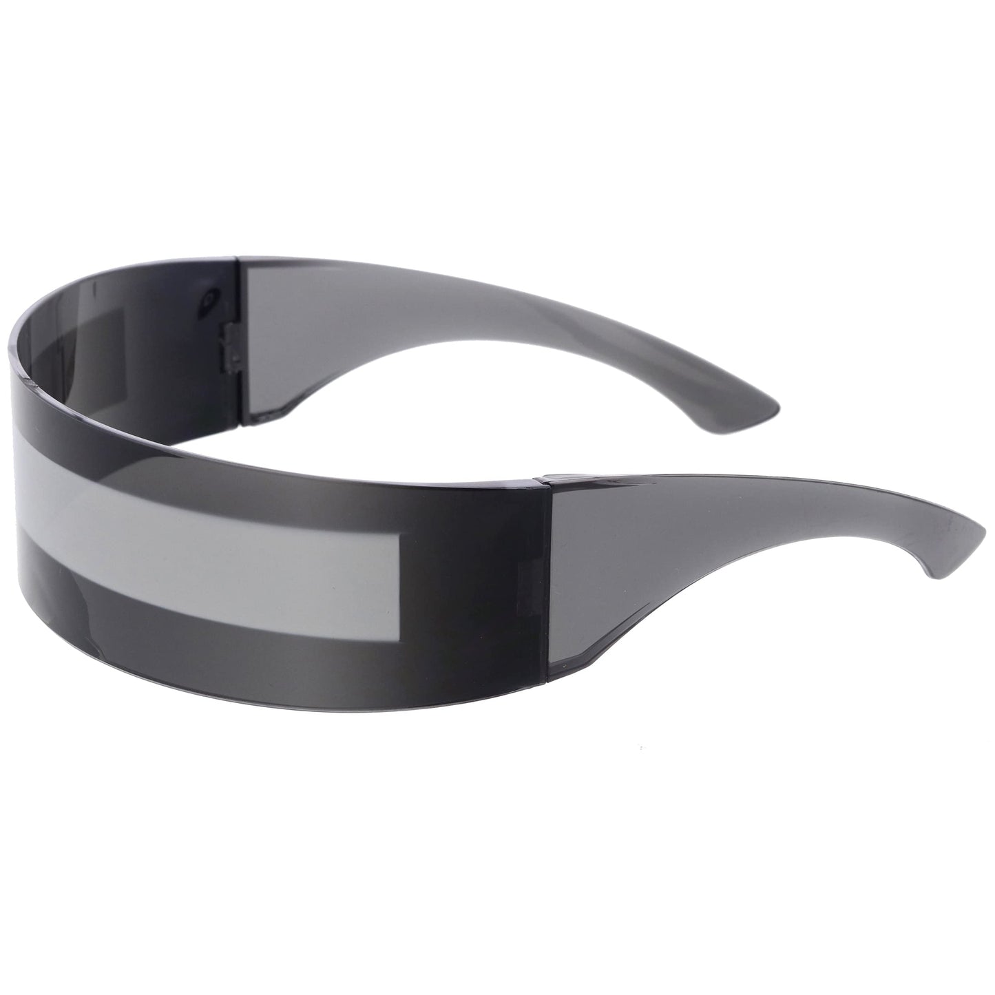 zeroUV - 80s Futuristic Cyclops Cyberpunk Visor Sunglasses with Semi Translucent Mirrored Lens (Smoke/Silver)
