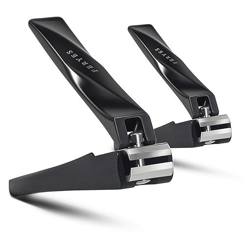 FERYES Nail Clippers with Catcher 2 PCS Set, No Splash Fingernail Clipper and Toenail Clipper, Stainless Steel Nail Cutters - W/Black Metal Case