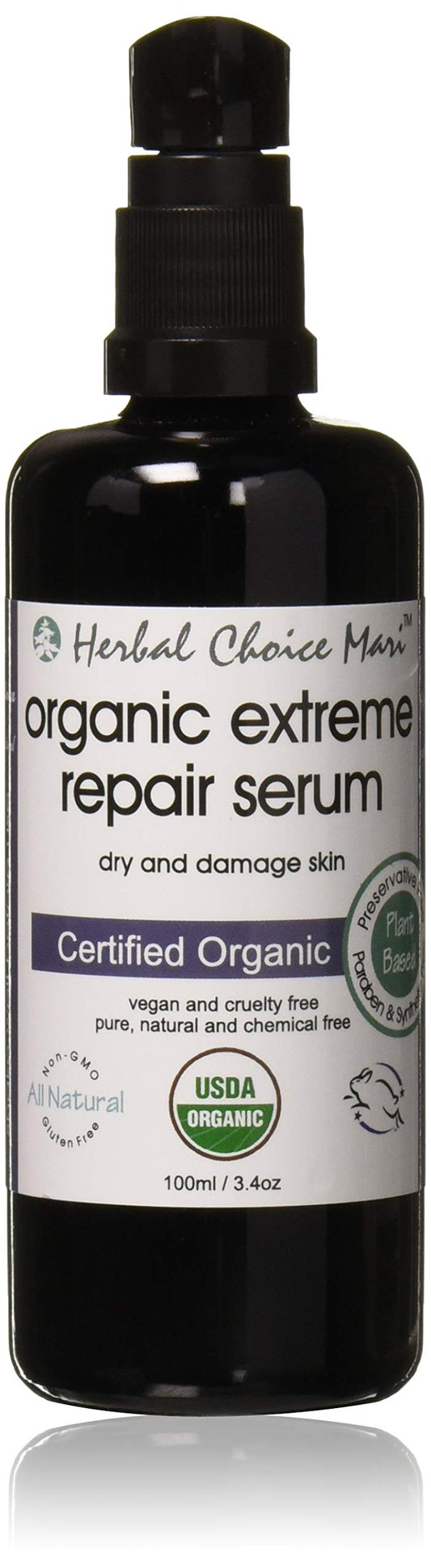 Herbal Choice Mari Organic Extreme Repair Serum, Dry and Damaged Skin; 3.4floz UV Glass Beauty & Personal Care Nature's Brands