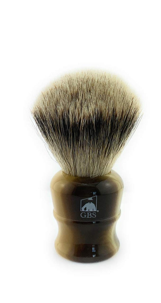 G.B.S 100% Silvertip Badger Shaving Brush with Faux Horn Comfortable Handle - Long Dense Bristles- Men's Badger Shave Brush Knot 26mm Total Loft Beauty and Personal Care G.B.S