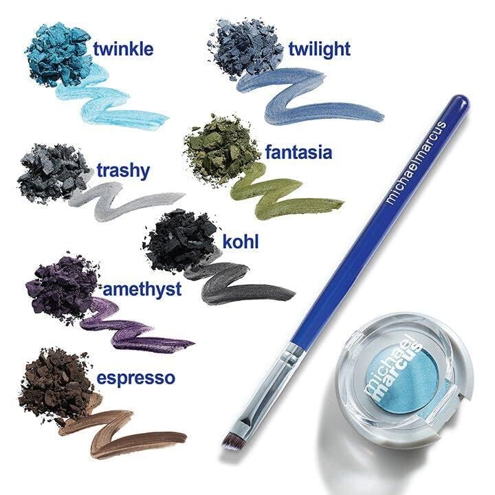 michael marcus Makeup Cake Eye Liner & Eyeliner Brush (Amethyst) - Water Activated Dry Pressed, Long-Lasting & Smudge Resistant Eyeliner - Cruelty