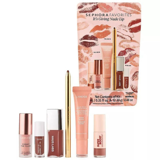 SEPHORA Favorites It’s Giving Nude Lip Kit Holiday Gift Set: Cocoa, Sugar Glaze, Nudie, Wherever Walnut, Capricorn & Cinnamon, 0.84 oz
