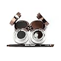 UCANBE 4 in 1 Black Brown Eyeliner Gel and Eyebrow Powder Makup Set Professional Water-proof Long Lasting Eye Liner Brow Kit with Double Ended Brush