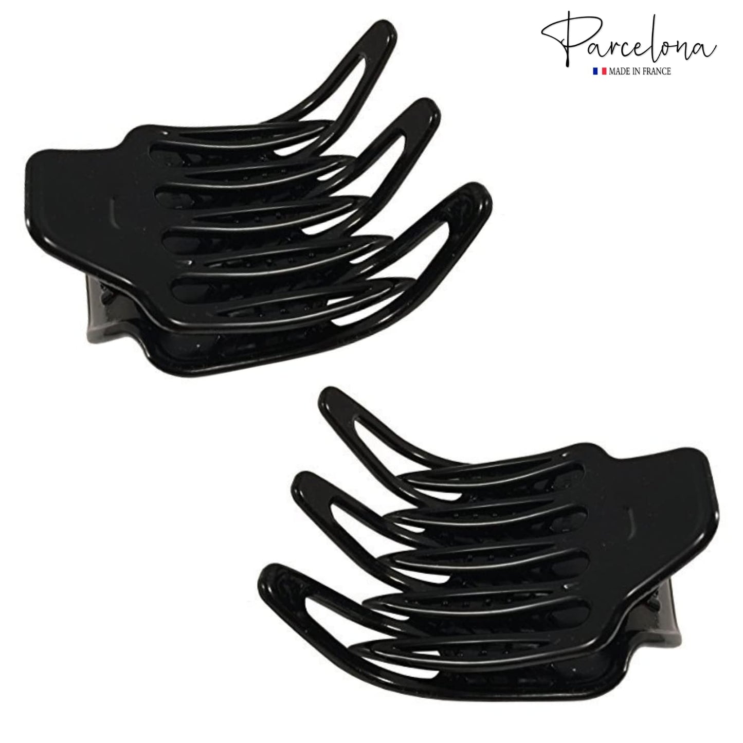Parcelona French Paw Black Wide Covered Spring Side Slide In Jaw Yoga Hair Claw Clip
