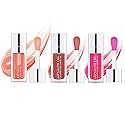 3-in-1 Plumping & Hydrating Lip Oil Gloss - Tinted, Long Lasting, Natural Lip Plumper (01+12+15)