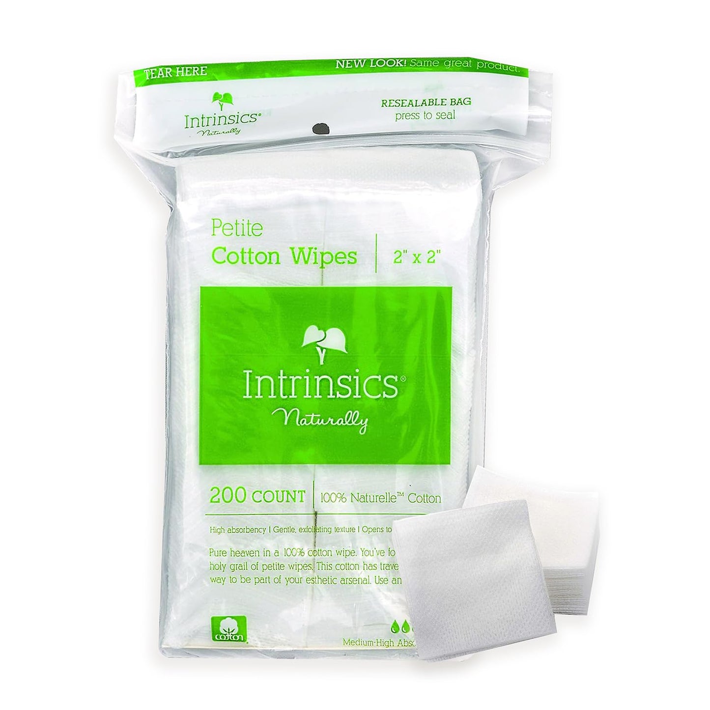 Intrinsics Petite 2x2 Cotton Squares (200 Count) | 4-Ply Cotton Pads for Face & Makeup Removal | Lint-Free Facial Cleansing Pads & Face Pads for Toner