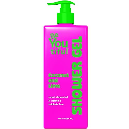 BeYoutiful Coconut Lime Body Wash Soap for Teens and KIds, Moisturizing Natural Ingredients for Sensitive Skin, Hydrating Shower Gel, Cruelty Free