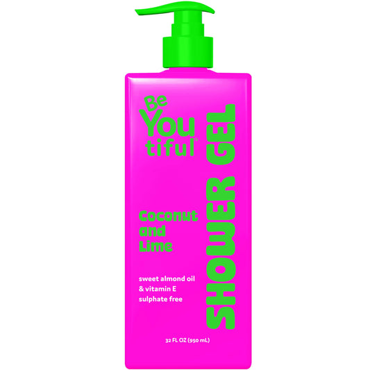 BeYoutiful Coconut Lime Body Wash Soap for Teens and KIds, Moisturizing Natural Ingredients for Sensitive Skin, Hydrating Shower Gel, Cruelty Free