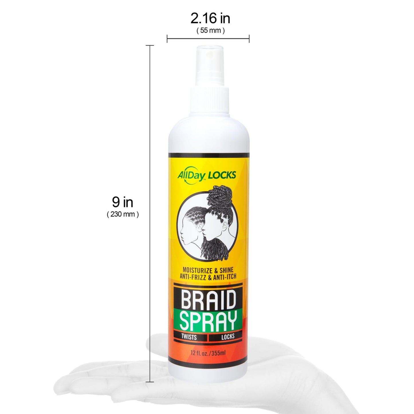 AllDay Locks Braid Spray (12 oz) | Alleviates Itchy & Dry Scalp | High Shine, Softens Dull Hair | Cleanse & Rejuvenate Braids, Locks, Twists, Cornrows