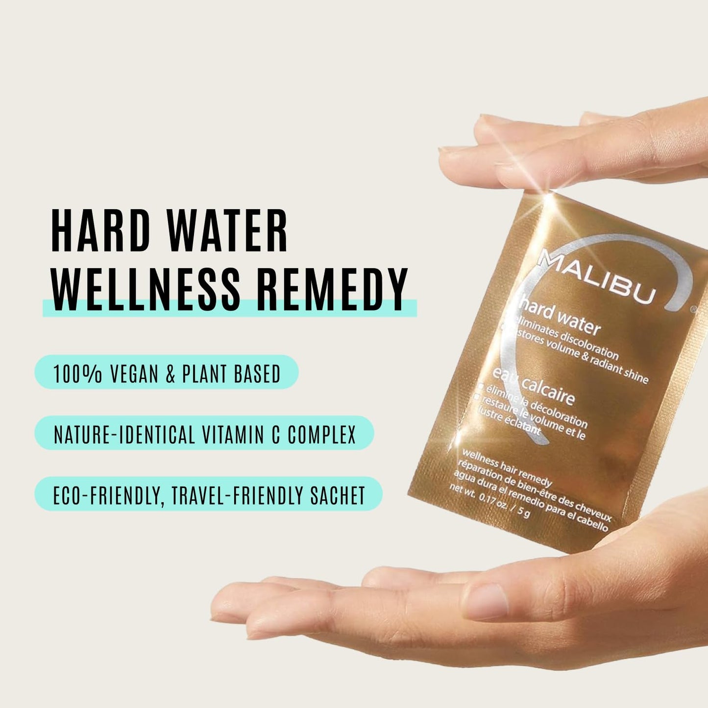 Malibu C Hard Water Wellness Remedy - Removes Deposits & Impurities - Contains Vitamin C for Shiny, Vibrant Results - Hard Water Treatment (3 Packets)