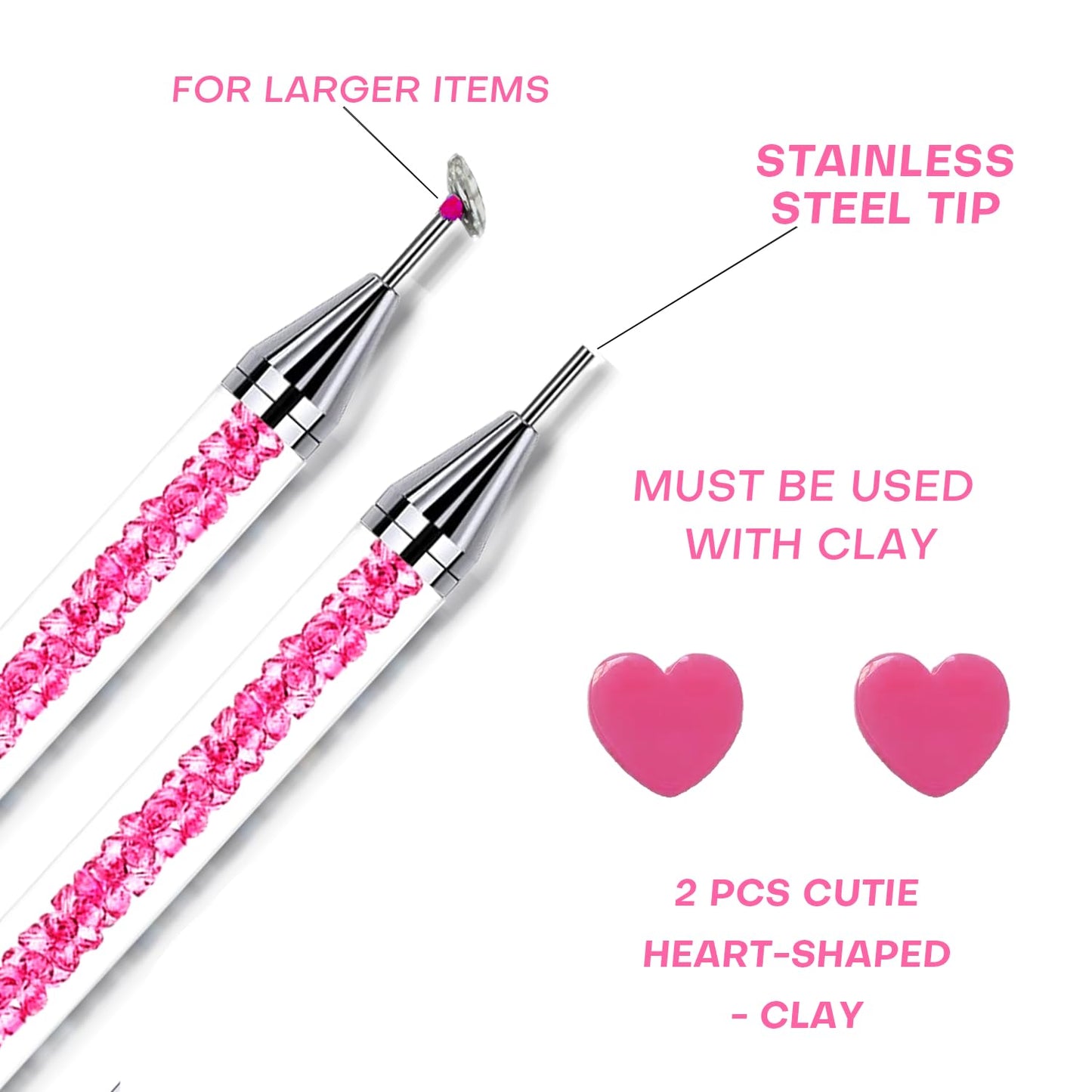 8 Pink Rhinestone Picker Tool Set - 2 Pcs Dual-Head Wax Pens with 2 Wax Tips and 2 Pink Tweezers, Wax Pencil for Rhinestones, Crystal Diamond Pickup Beauty and Personal Care Yaoociy