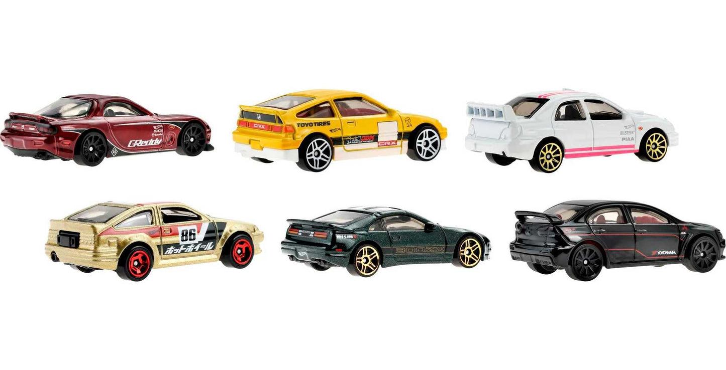 Hot Wheels Japanese Multipacks of 6 Toy Cars, 1:64 Scale, Authentic Decos, Popular Castings, Rolling Wheels, Gift for Kids 3 Years Old & Up…