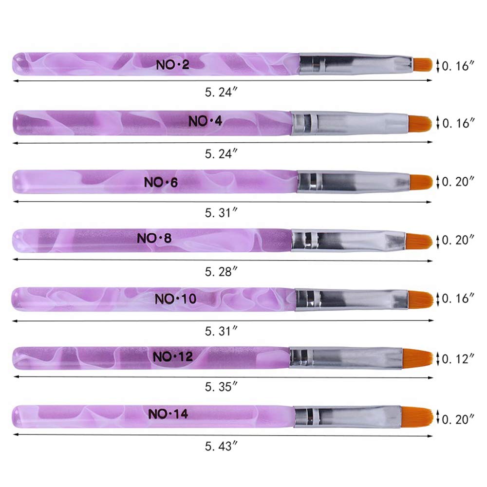 WOKOTO 14 Pcs Acrylic Nail Brush Set, UV Gel Nail Acrylic Brush Tips Builder Brush Nail Painting Brush Pen Nail Dust Brush 3d Nail Art Brush Nail