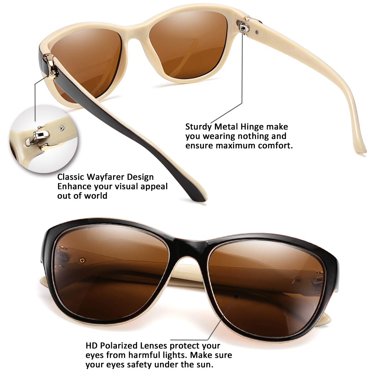 FEISEDY Women Vintage Polarized Sunglasses Lady Elegant Cateye Sun Glasses B2476