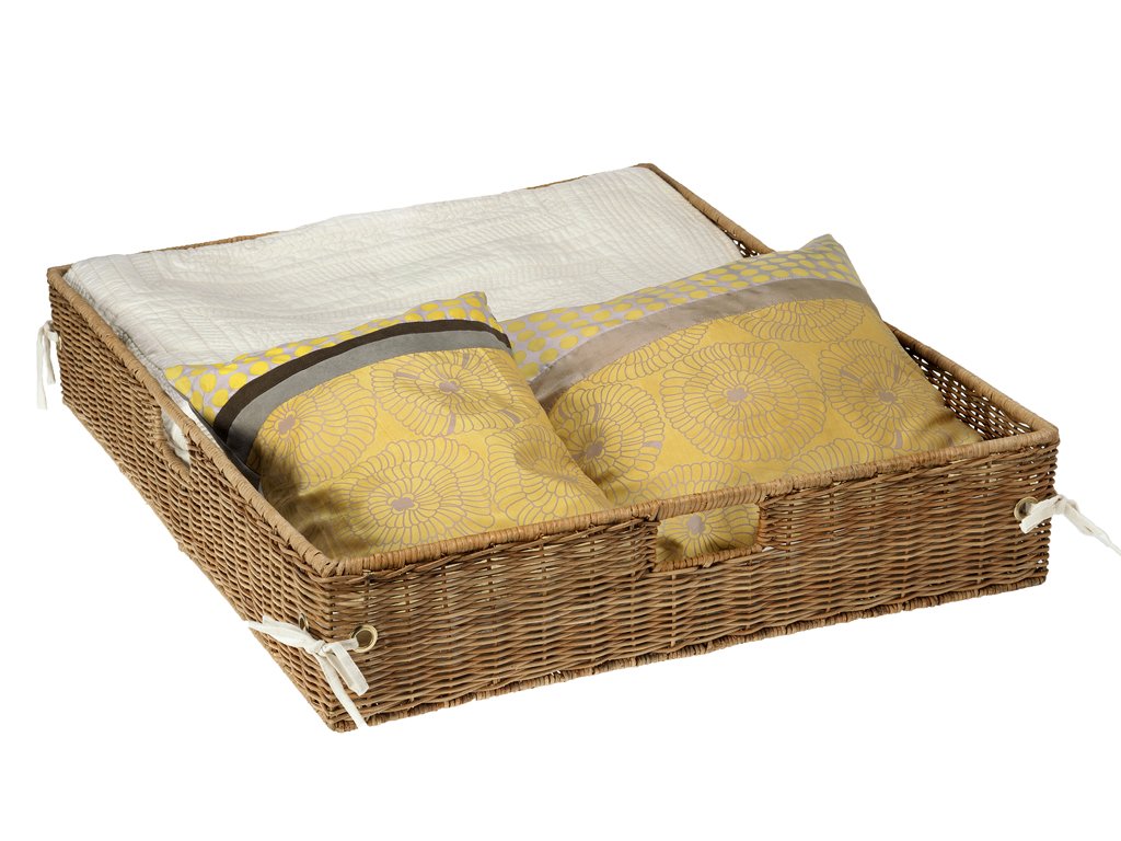 KOUBOO Wicker Under Bed Basket with Liner and Cover