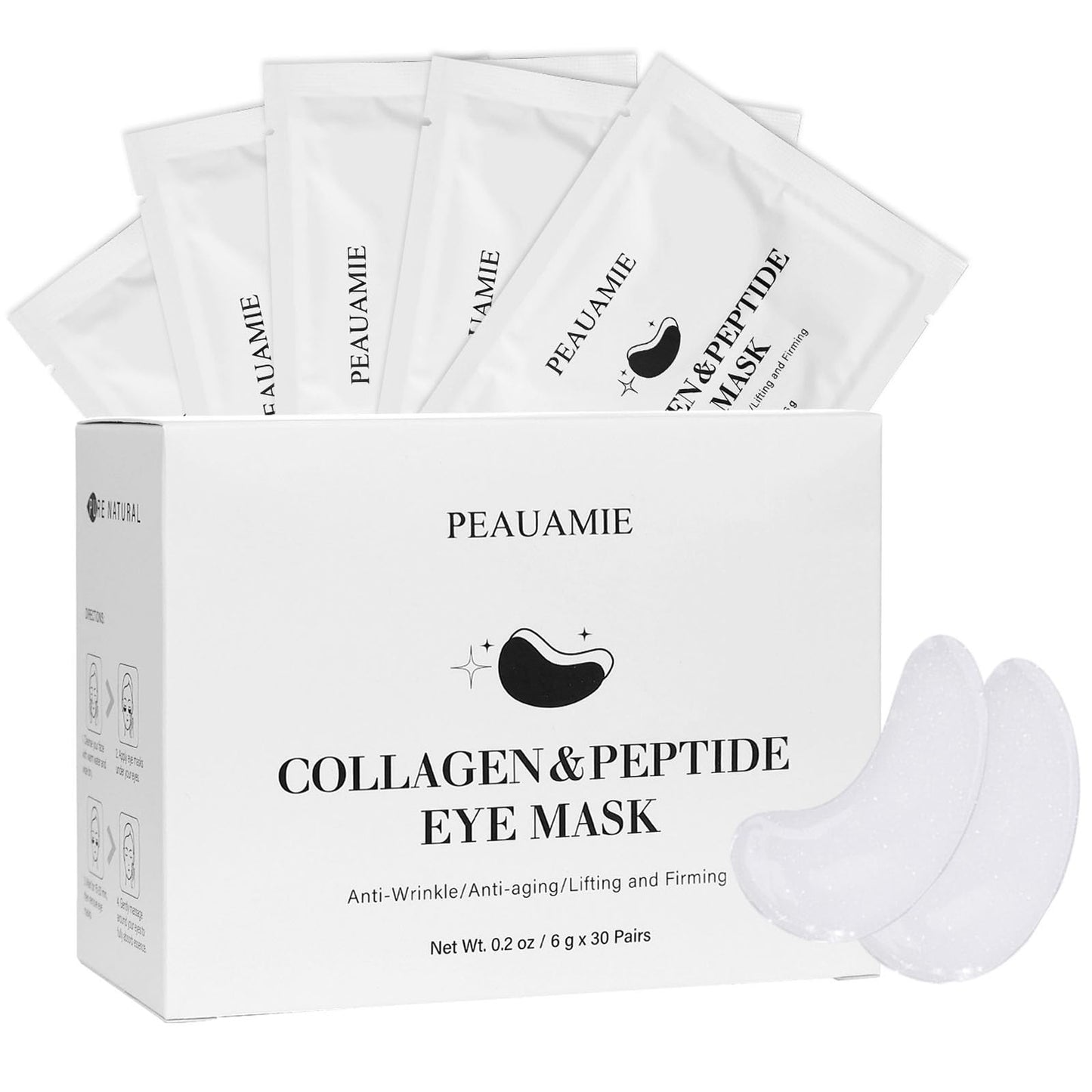 PEAUAMIE Under Eye Patches Collagen and Peptide Eye Mask for Dark Circles and Puffiness,Face Mask Skin Care Products 30 Pairs Beauty and Personal Care PEAUAMIE Default Title