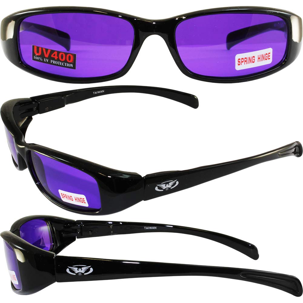 Global Vision New Attitude - Stylish Sunglasses - Purple Lenses Black Frame