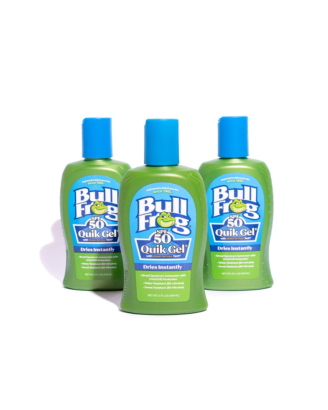 Bullfrog Quik Gel Sunscreen SPF 50 | Oxybenzone & Octinoxate Free | Broad Spectrum Moisturizing UVA/UVB, 5oz, 3 pack…